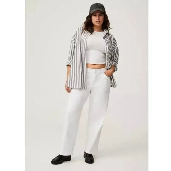 Torrid Cotton White Perfect Wide Leg Vintage Stretch Mid Rise Jeans Size 10T - Picture 1 of 13